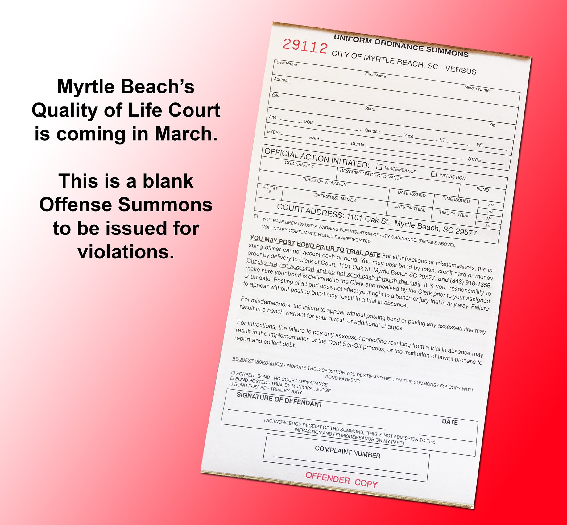 Quality of Life Court Ticket